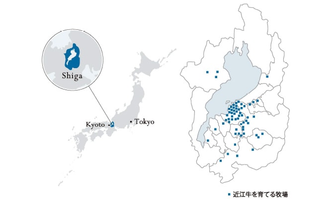 近江牛を育てている牧場の図